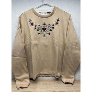 Vtg 1990 Blair Woman Embroidered Sweatshirt Beige Size: M